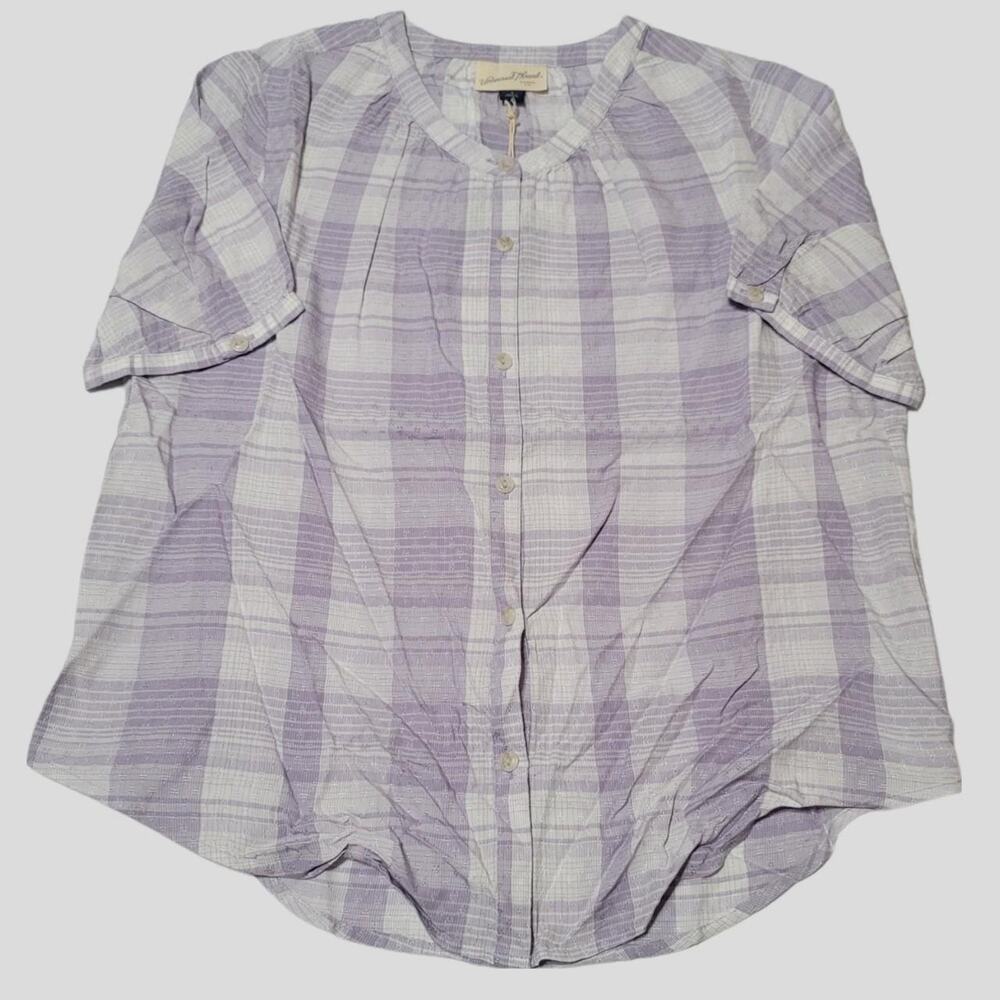 Universal Thread Lilac Plaid Button Down Blouse S… - image 3